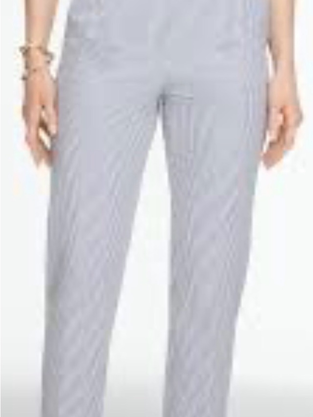 Talbots Blue and White Seersucker Straight-Leg Pants